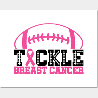 Tackle Breast Cancer Football Sport Awareness Support Pink Ribbon Posters and Art